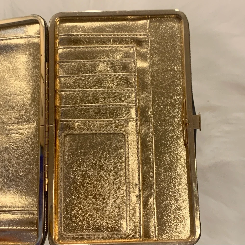 Sondra Roberts Animal Print Snakeskin Gold Interior Clutch